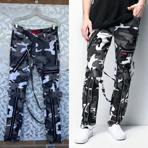TRIPP NYC Grey Camouflage Cyber Cargo Pants Sz 30 Y2K Grunge Rave Alt Fashion